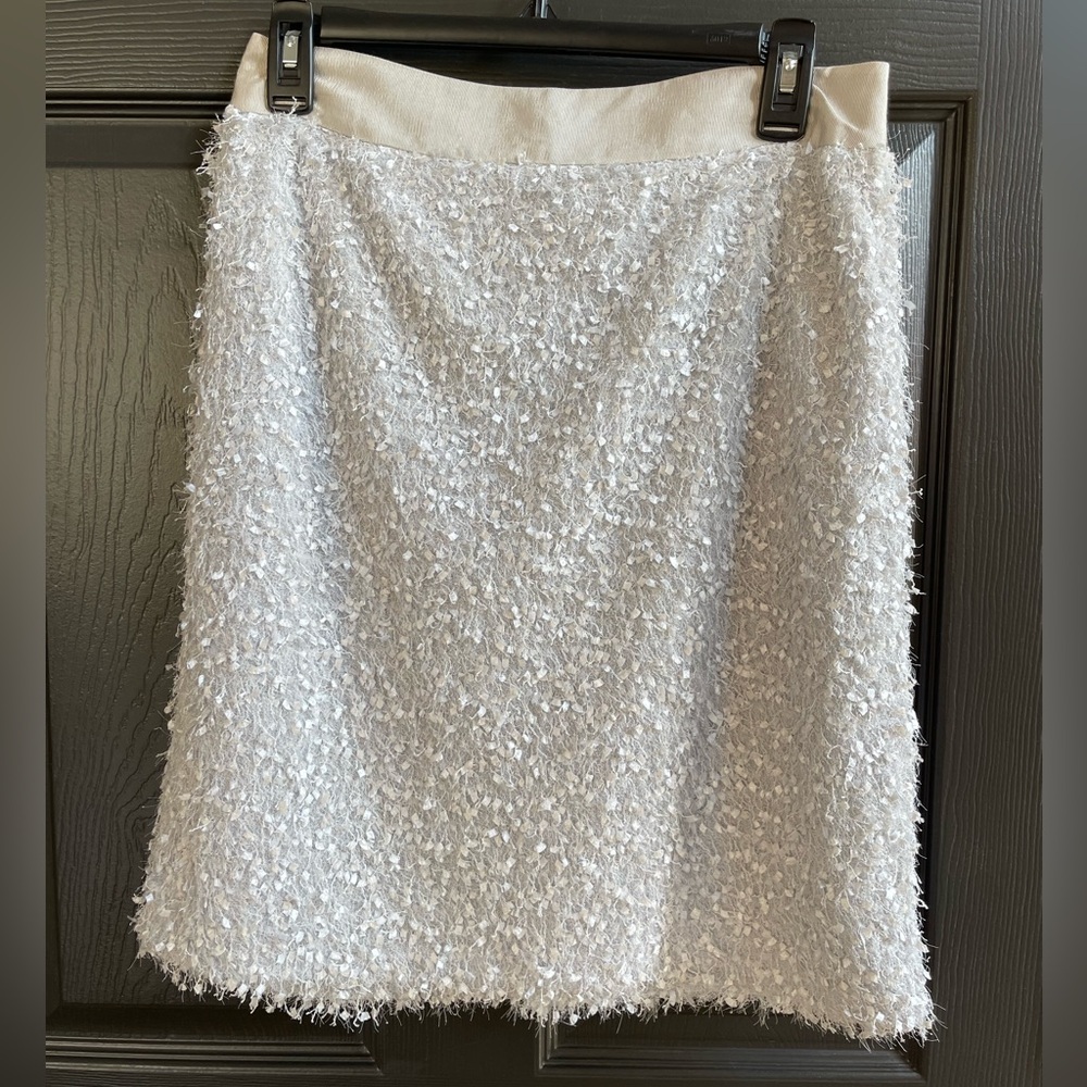 J MCLAUGHLIN Felix Textured Silver Grey Snowflake Jacquard Lined Skirt Size 4 - Picture 10 of 12